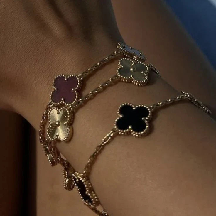 CLOVER | Zwart/Gouden Armband