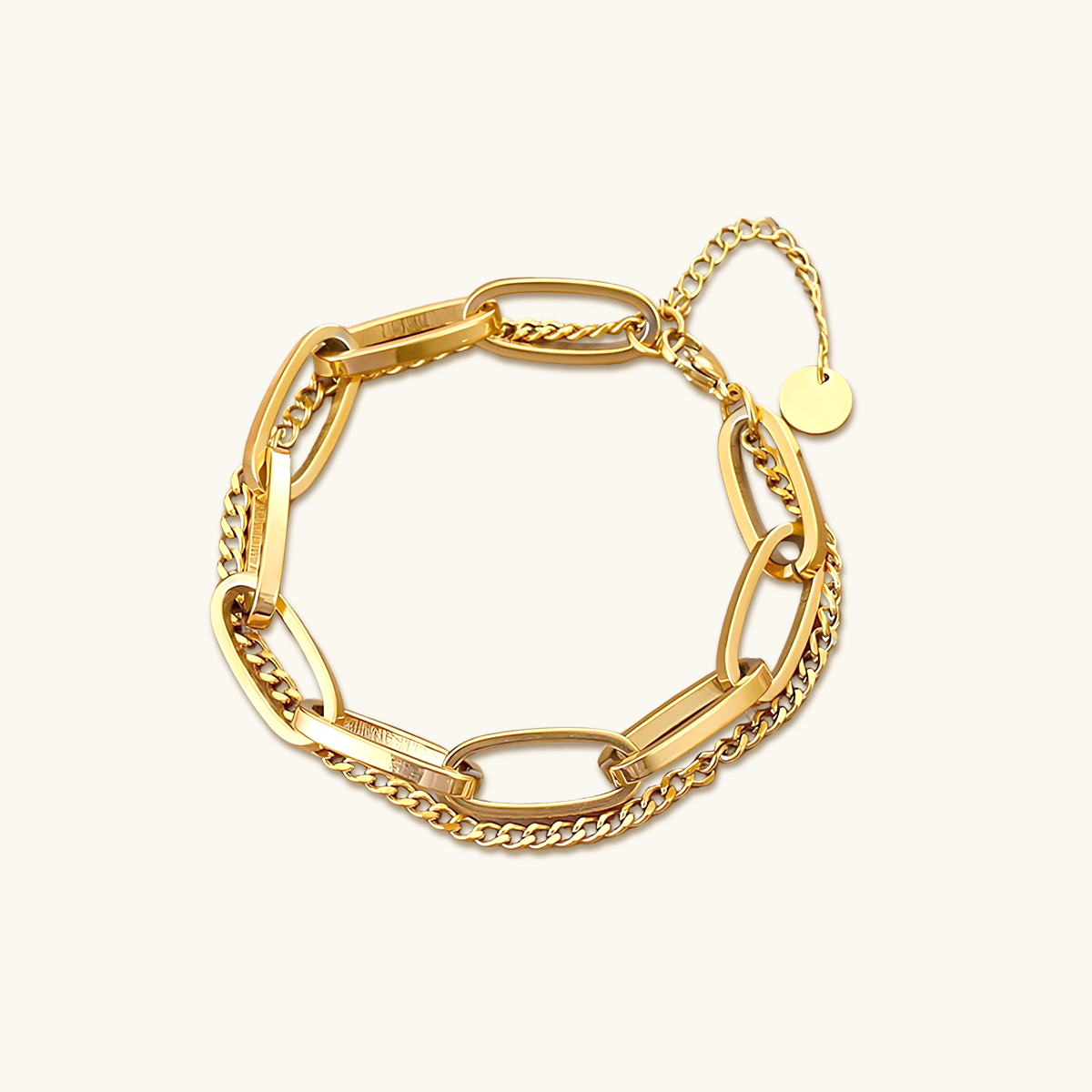 Clip Figaro Dubbele Armband 18K - Goud