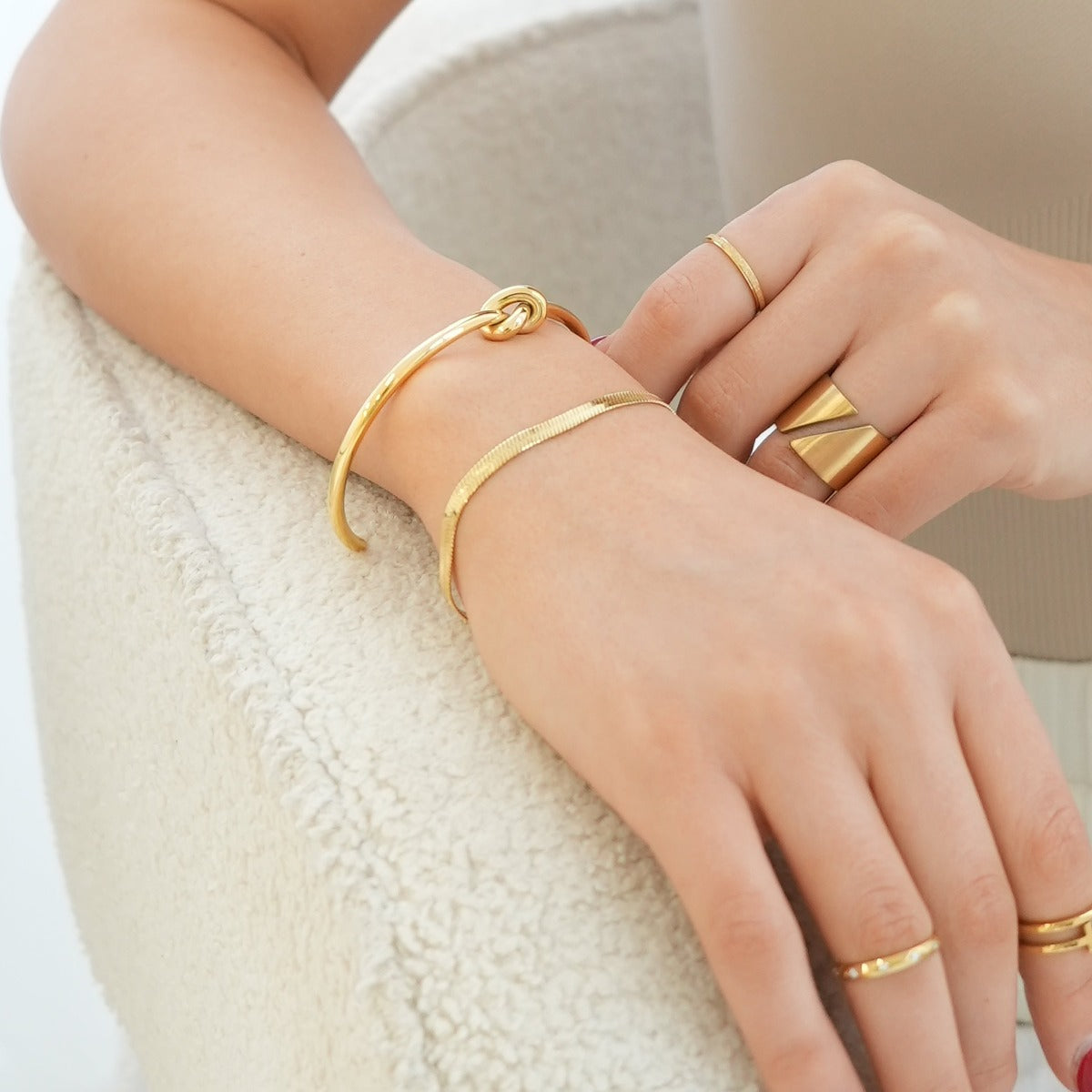 Prikkeldraad Bangle Armband - Goud