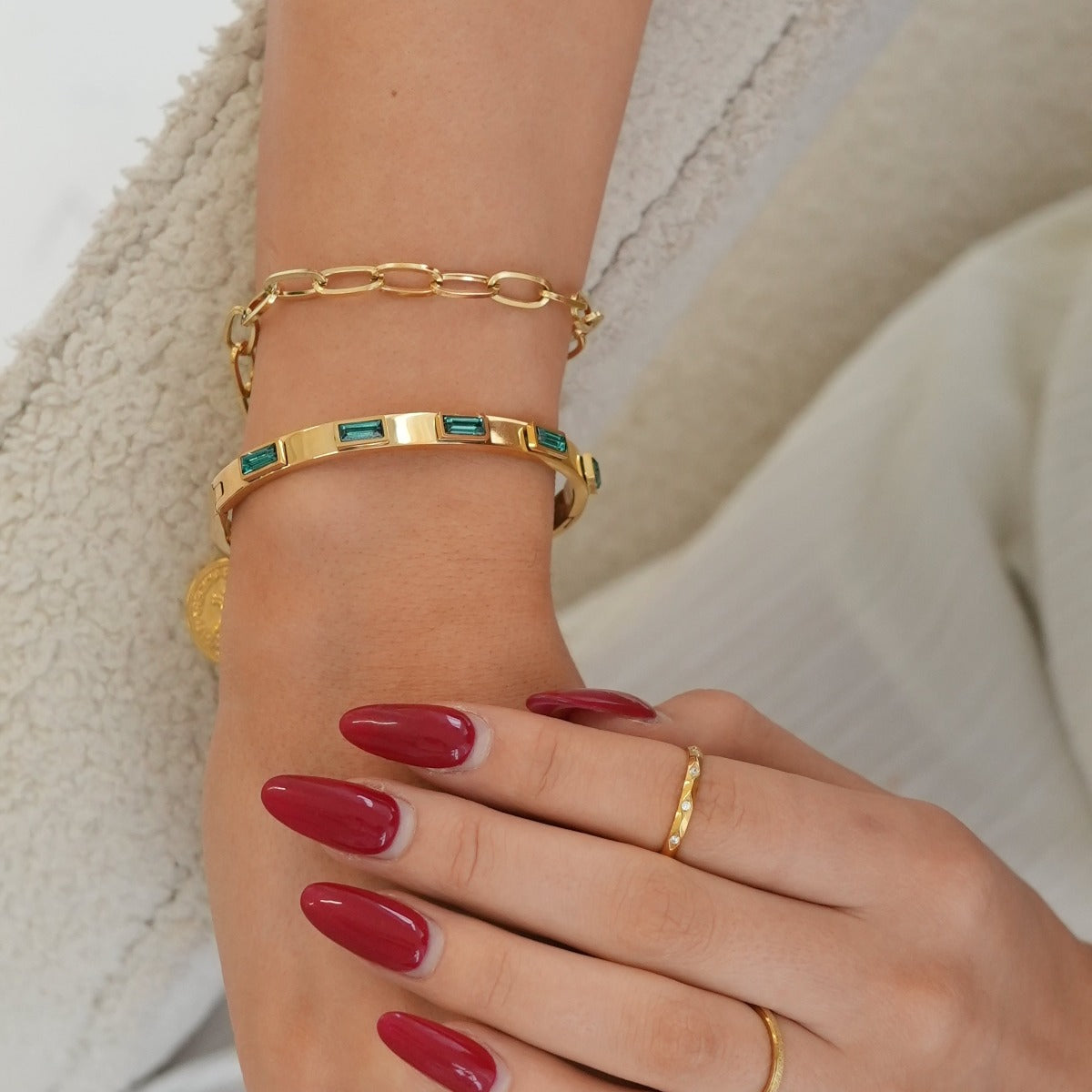 Cubic Stone Armband - Goud/Groen