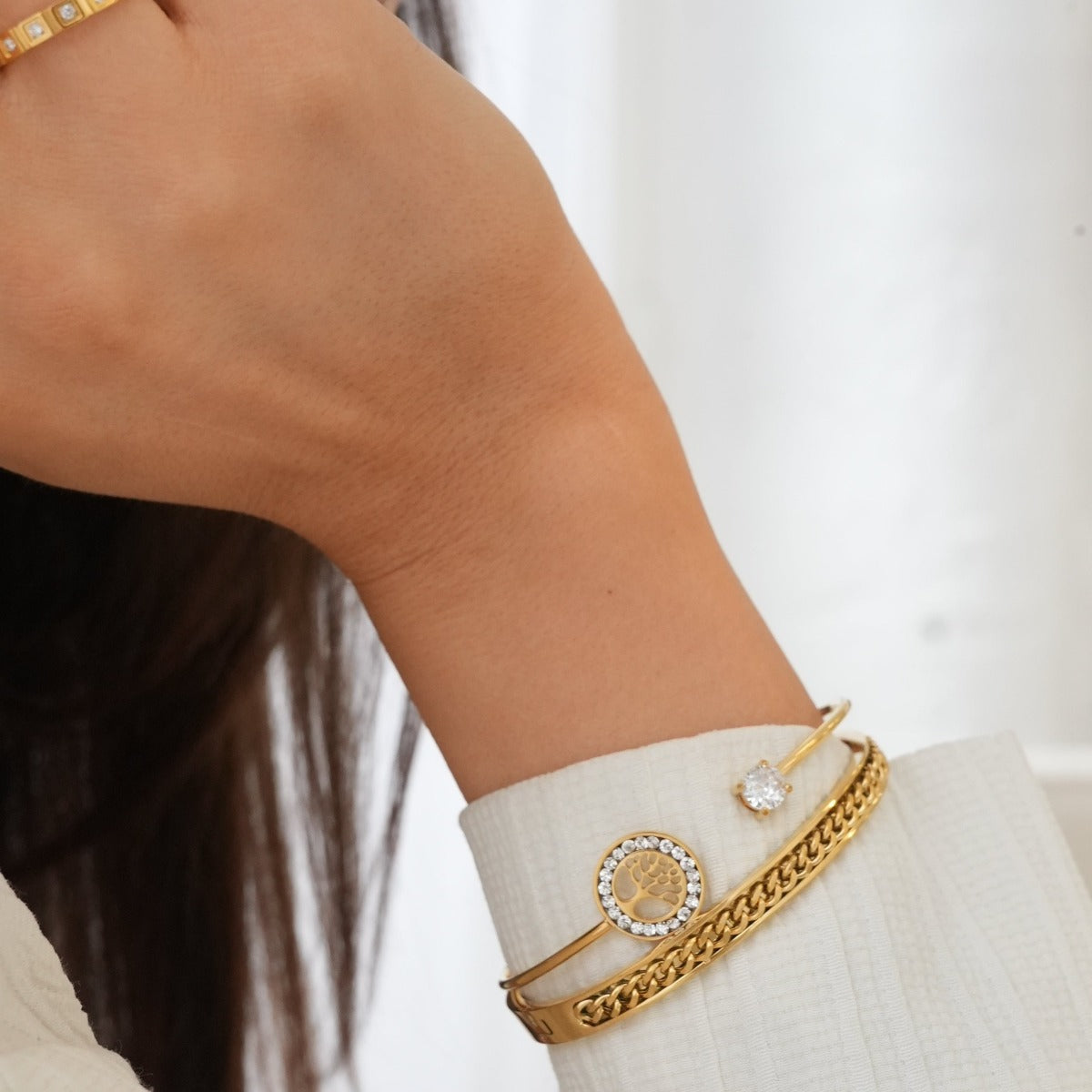 Curb Chain Bangle Armband - Goud