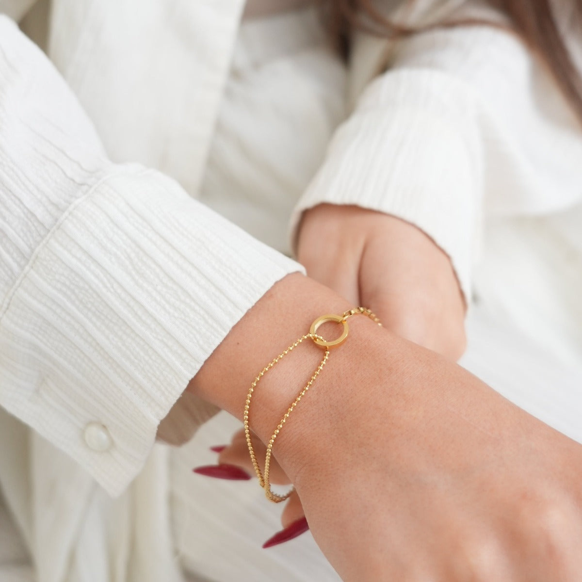 Tennis Box Hanger Armband - Goud