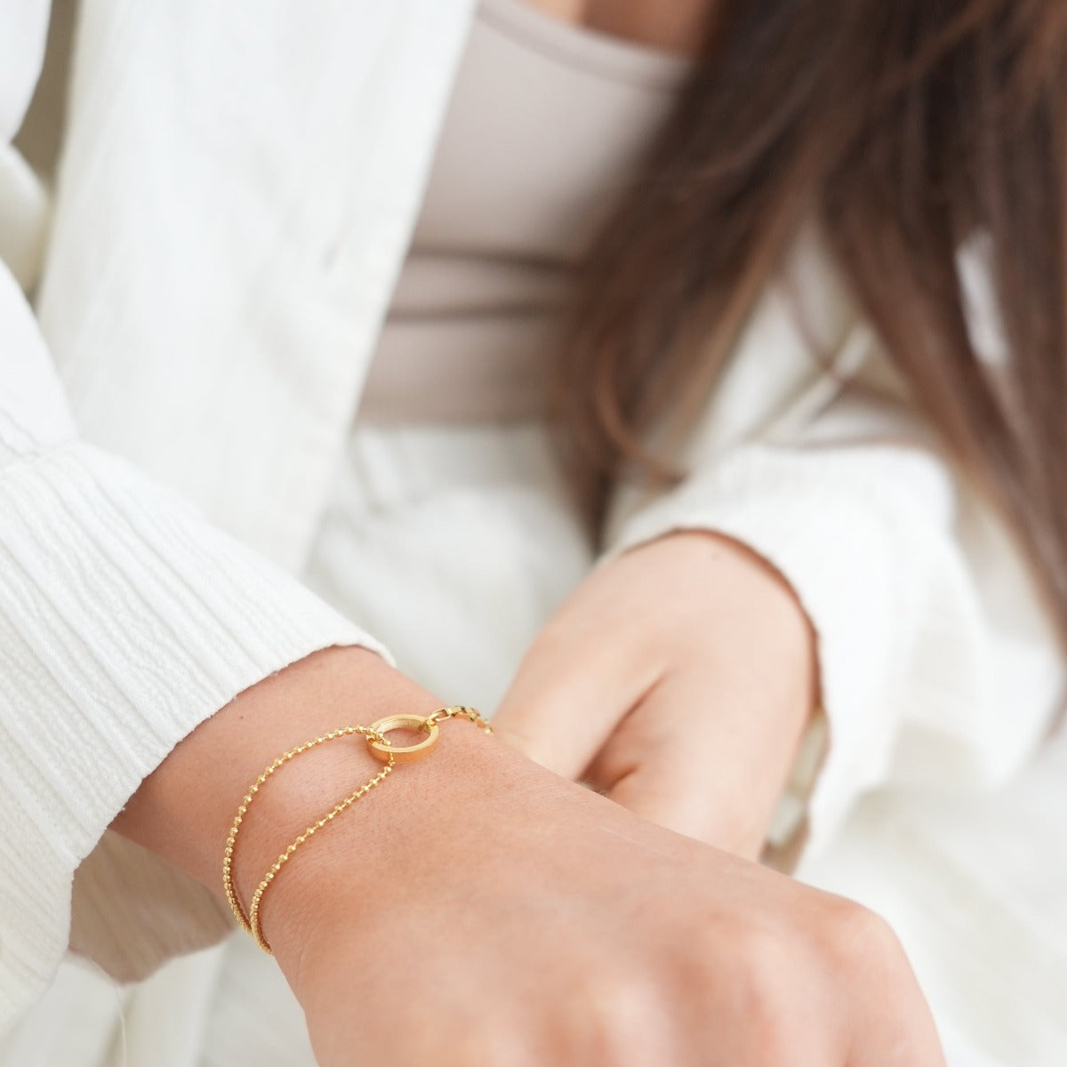 Tennis Box Hanger Armband - Goud