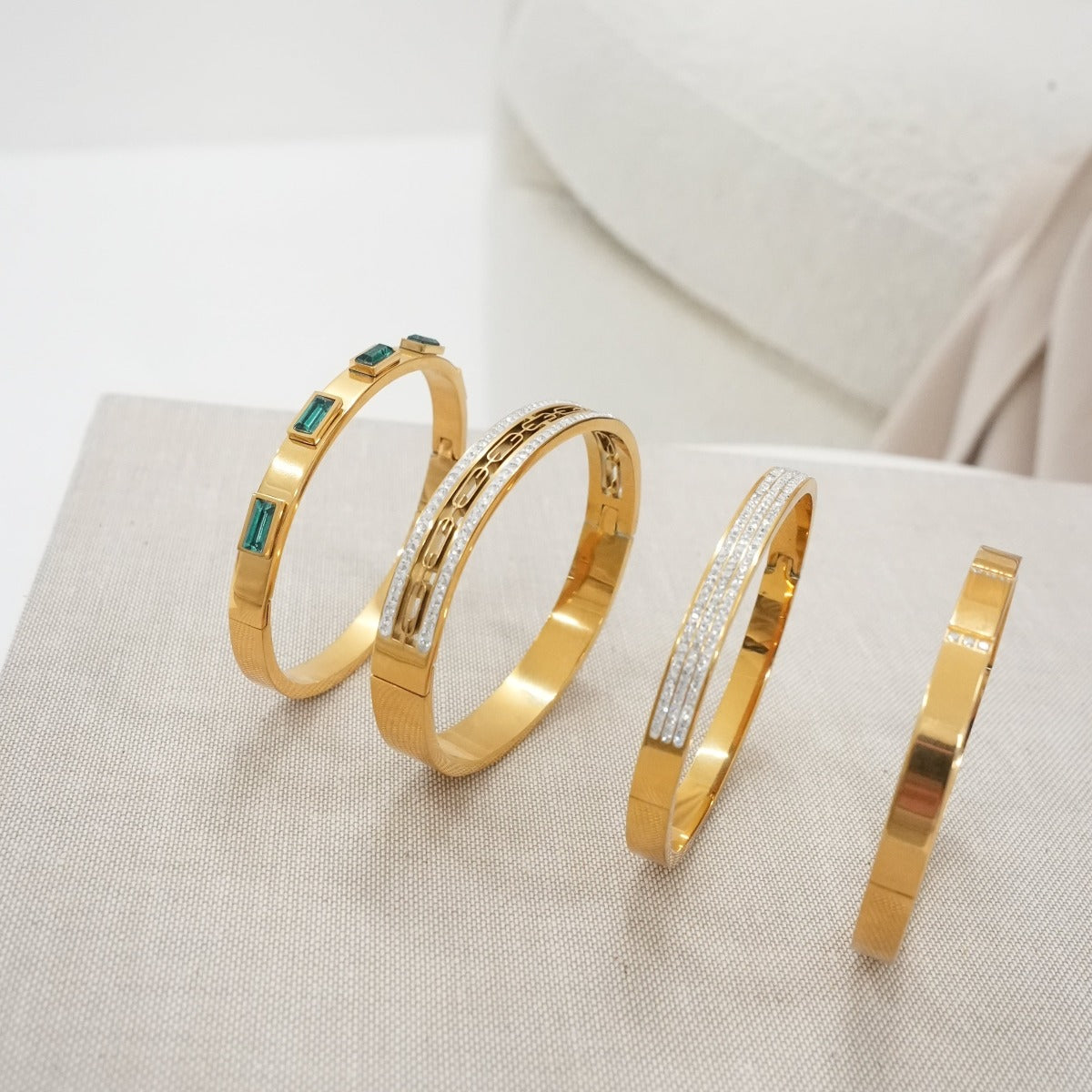 Luxe Steen Bangle Armband - Goud