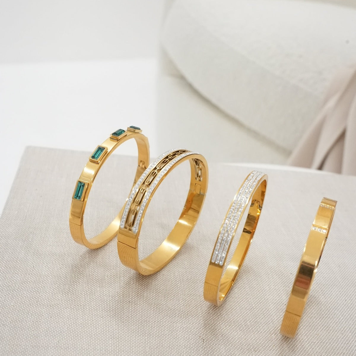 Ivy Stone Bangle Armband - Goud