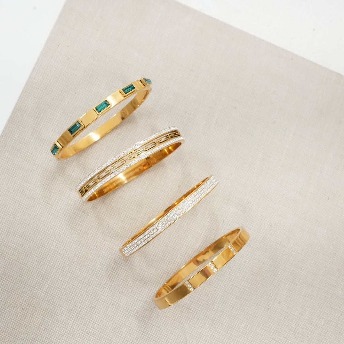 Luxe Steen Bangle Armband - Goud