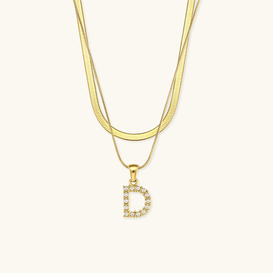Fiona Gelaagde Gouden Initiaal Letter Ketting
