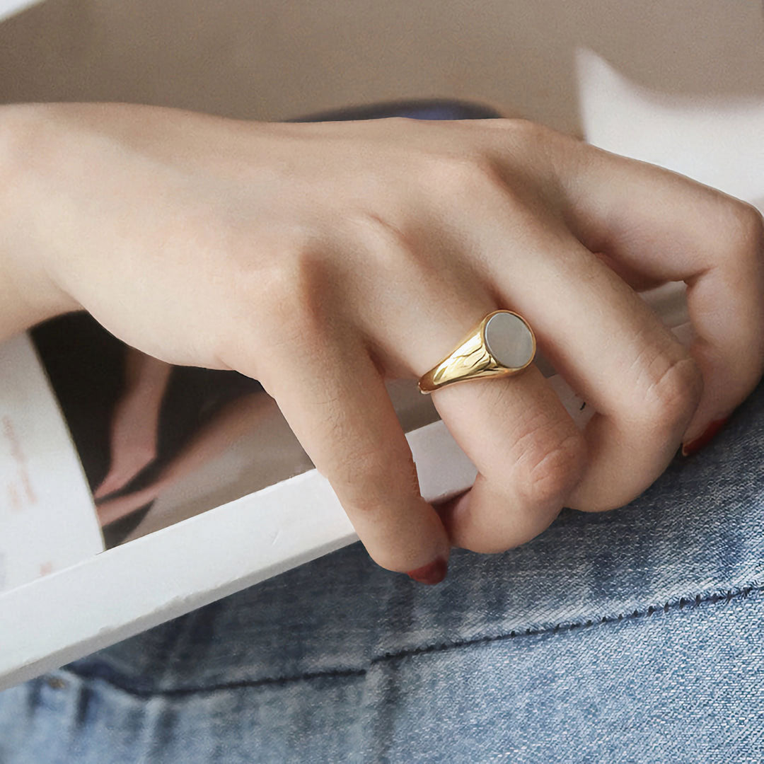 Moeder Van Parel Gouden Ring