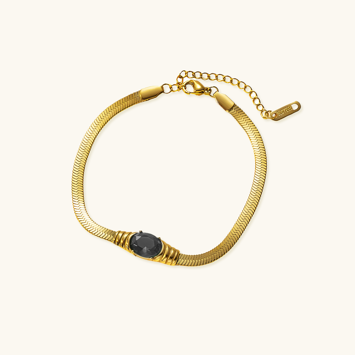 Onyx Gem Slangenketting Armband - Goud