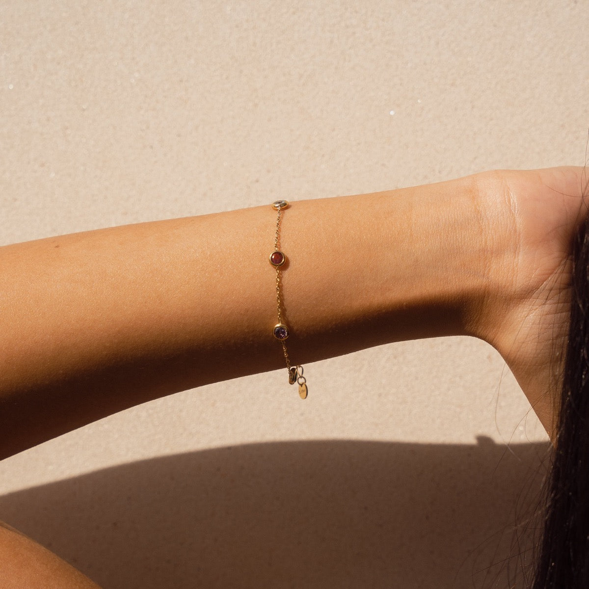 Multi-Kleurige Steen Armband - Goud