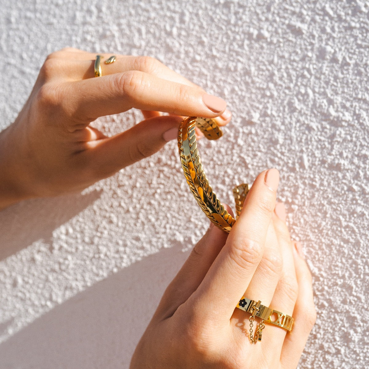 Geweven Bladeren Bangle - 18k Goud Geplateerd