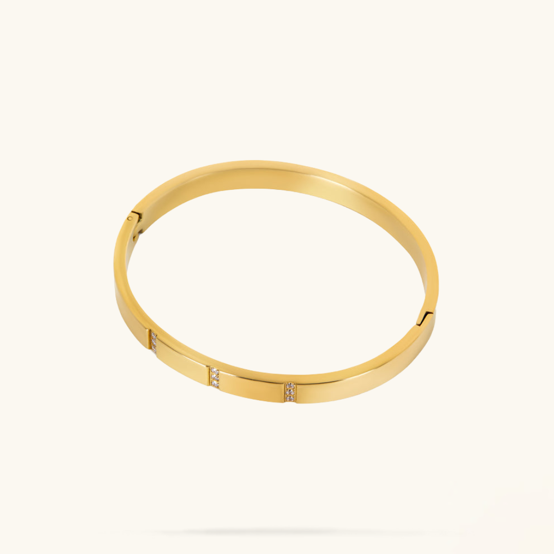 Lineaire Steen Bangle Armband - Goud