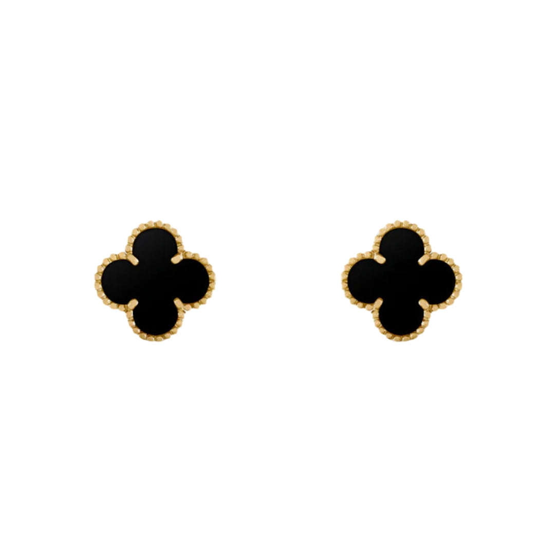 CLOVER | Zwarte Oorbellen