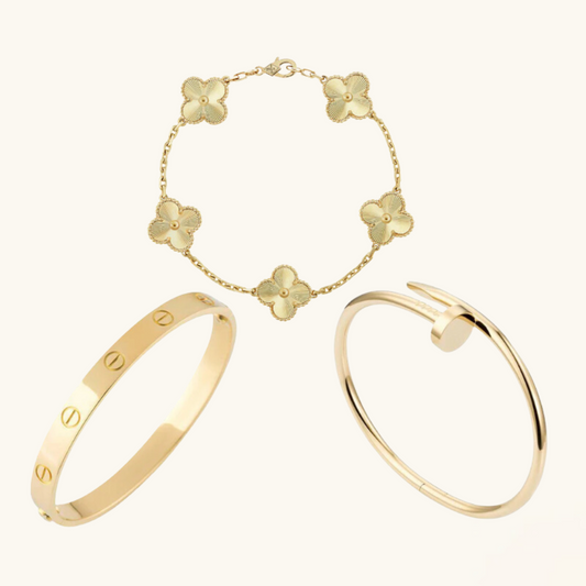 3-delige armbandenset - Goud