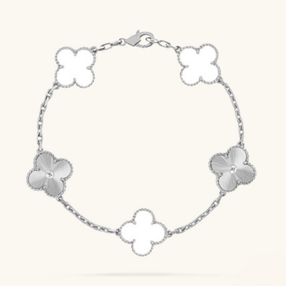 CLOVER | Witte/Zilveren Armband