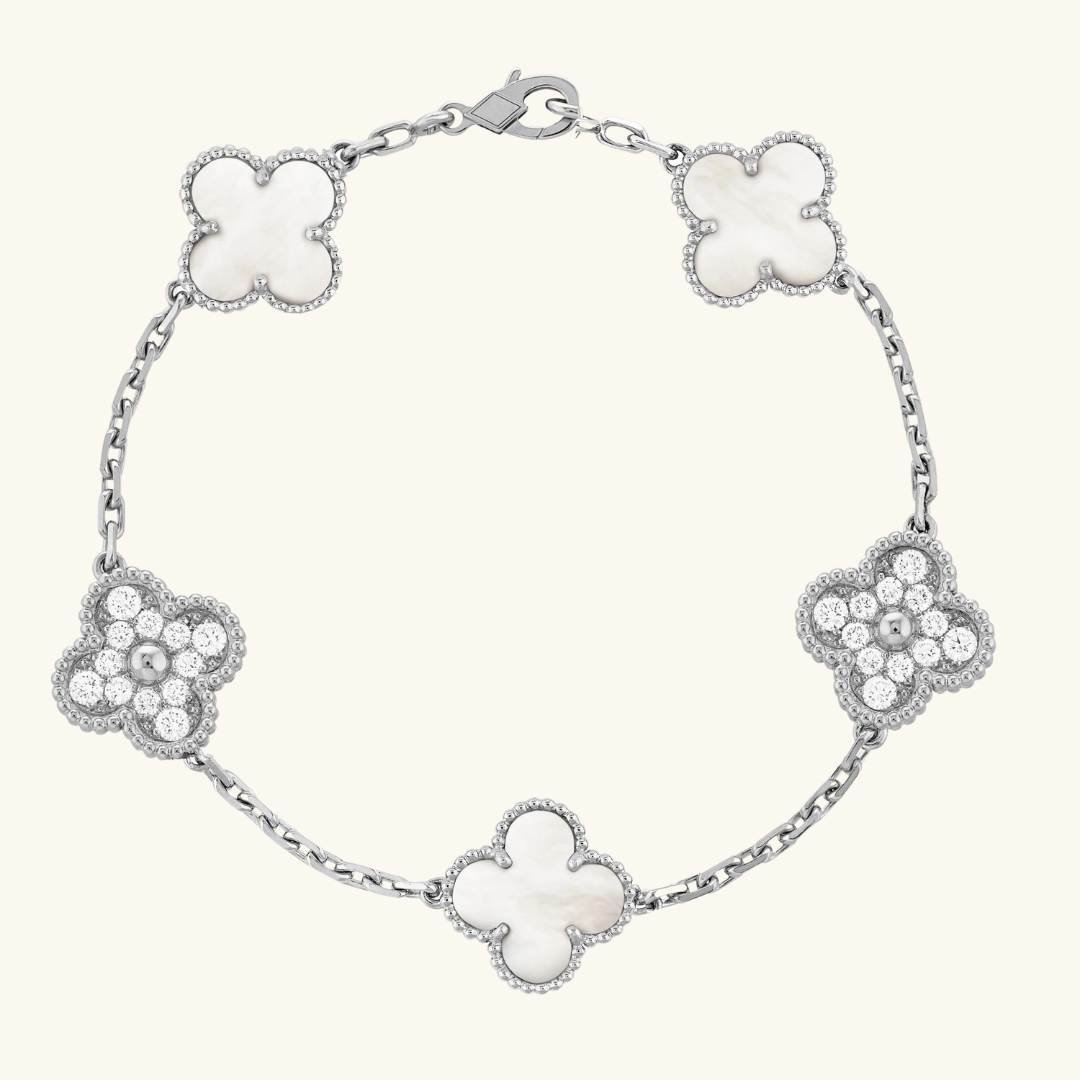 CLOVER | Zilver/Witte Armband Prestige