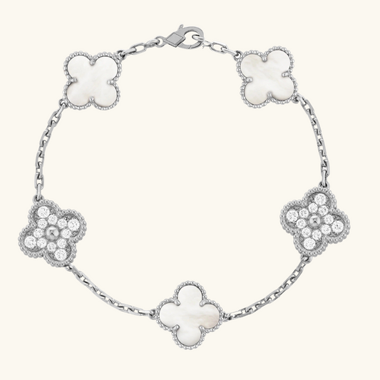 CLOVER | Zilver/Witte Armband Prestige