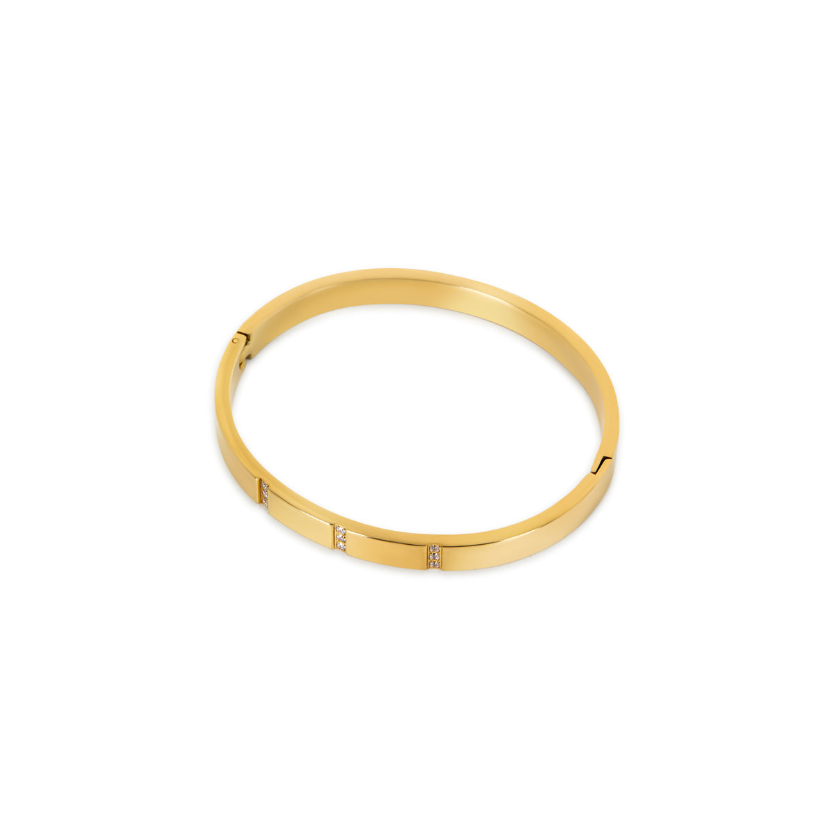 Lineaire Steen Bangle Armband - Goud