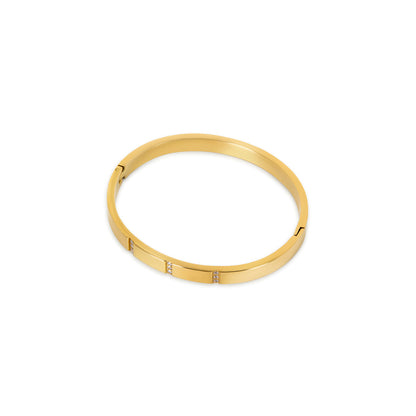 Lineaire Steen Bangle Armband - Goud