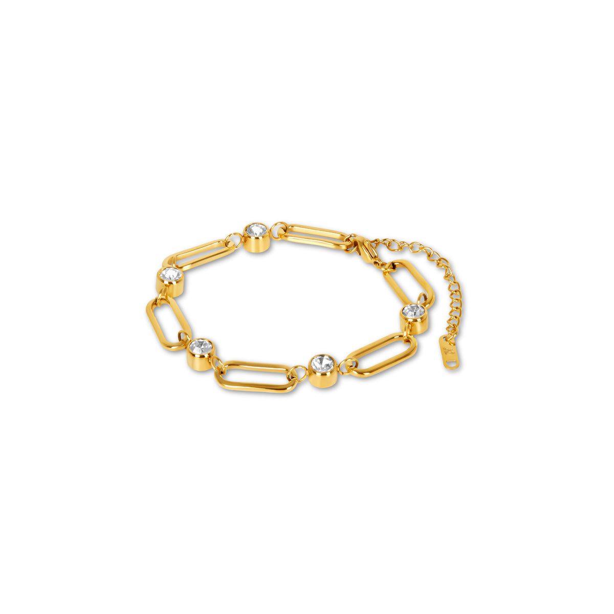 Ovale Schakel Steen Armband - Goud