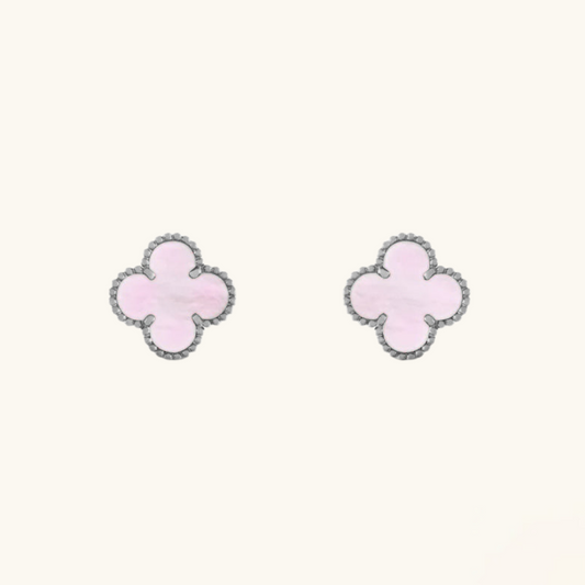 CLOVER | Roze/Zilveren Oorbellen