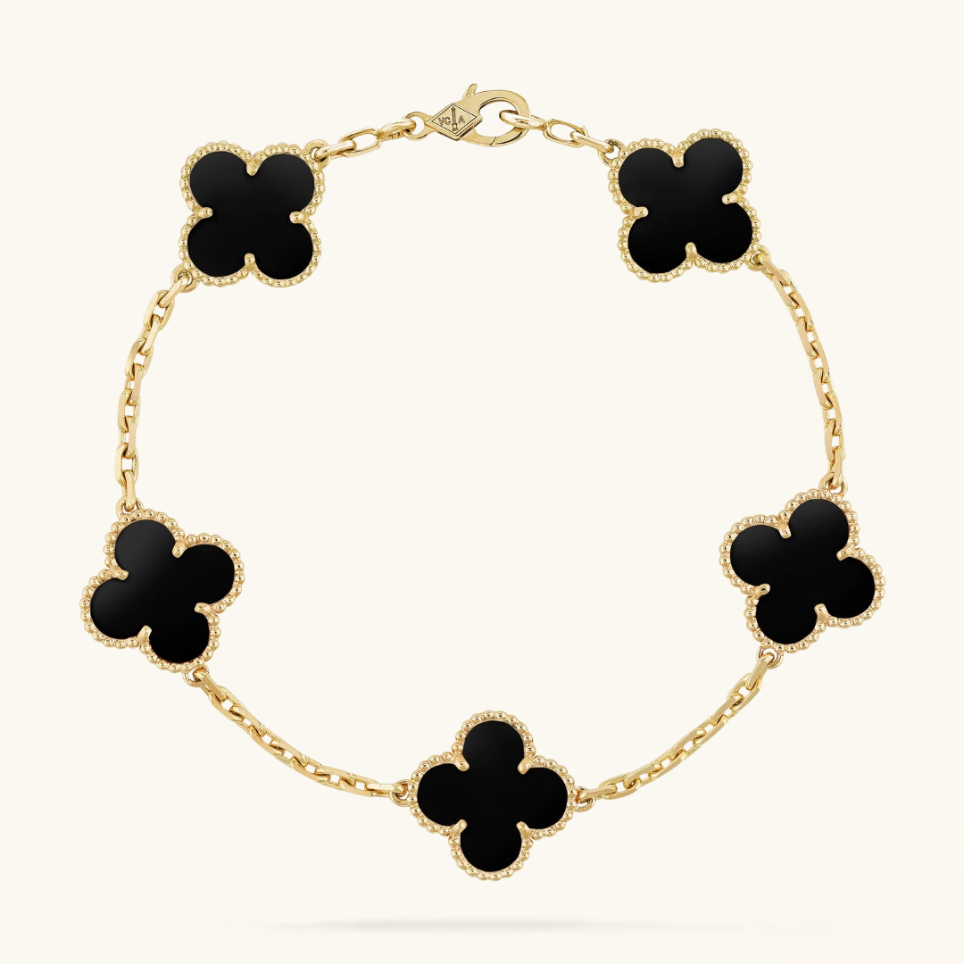 CLOVER | Zwart/Gouden Armband