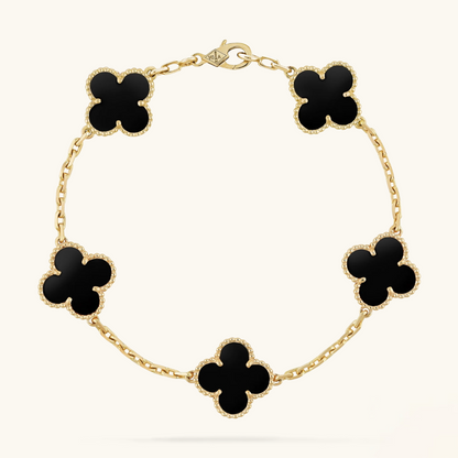 CLOVER | Zwart/Gouden Armband
