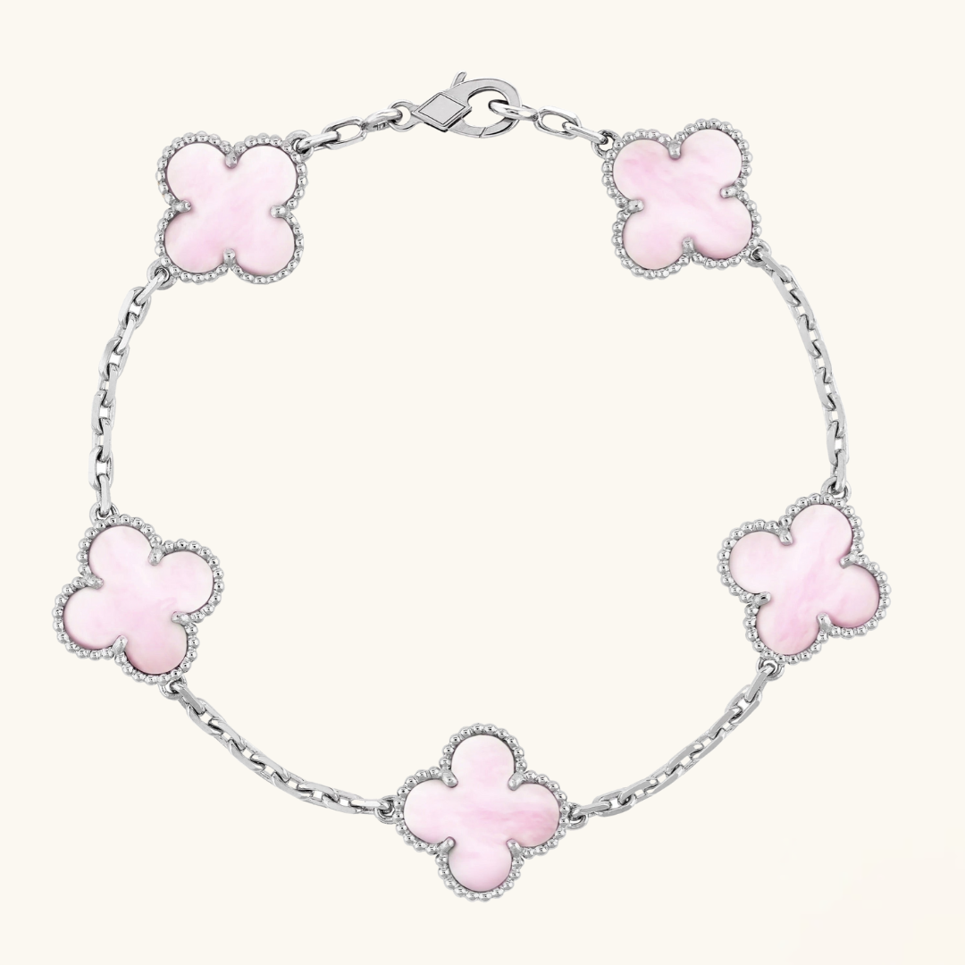 CLOVER | Roze/Zilveren Armband