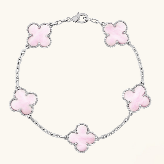 CLOVER | Roze/Zilveren Armband