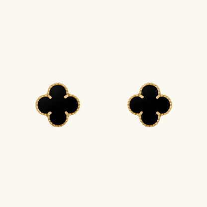 CLOVER | Zwarte Oorbellen