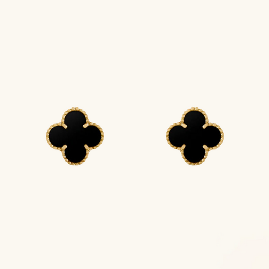 CLOVER | Zwarte Oorbellen