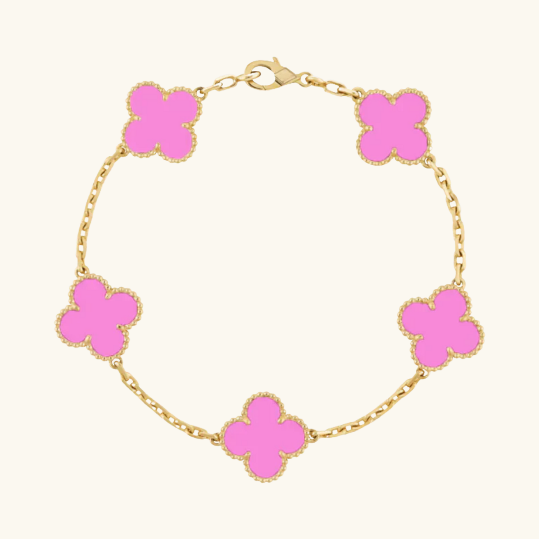 CLOVER | Gouden Neon Roze Armband