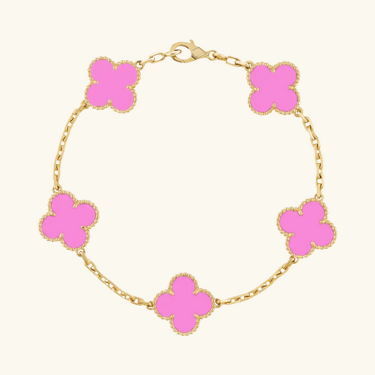 CLOVER | Gouden Neon Roze Armband