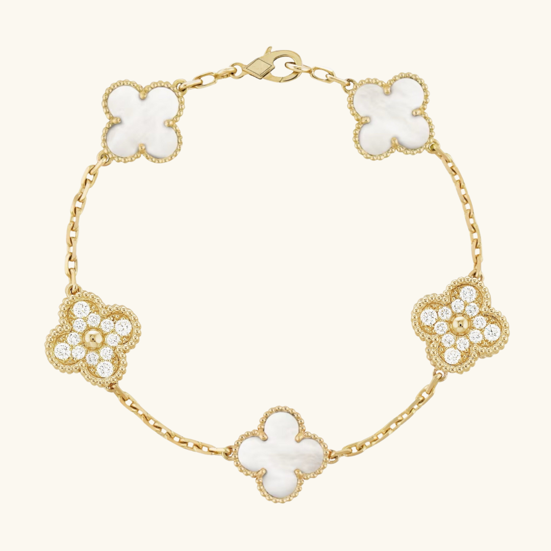 CLOVER | Gouden Witte Bracelet Prestige