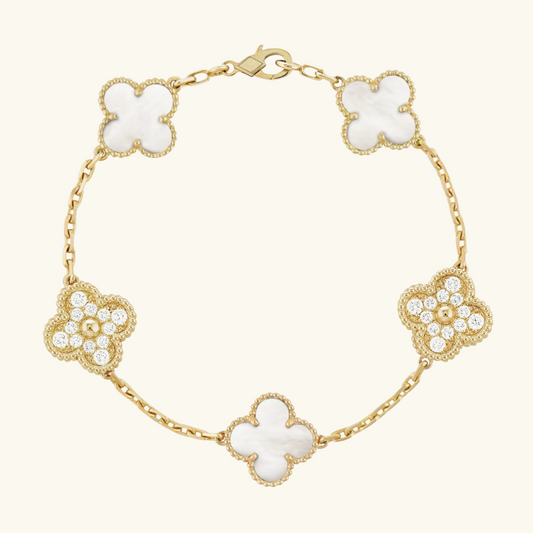 CLOVER | Gouden Witte Bracelet Prestige