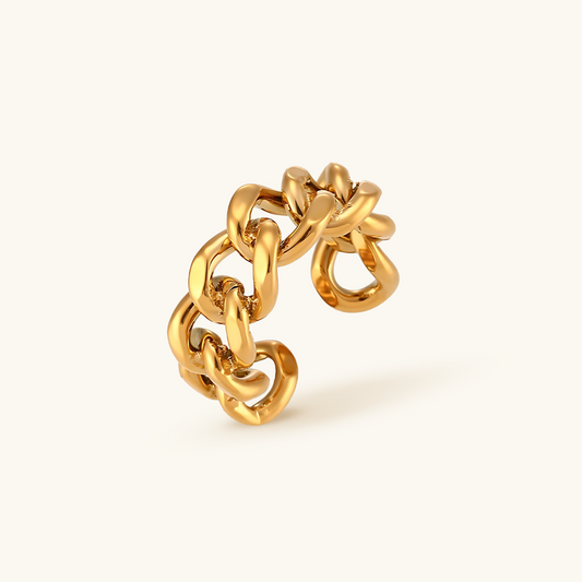 Verstelbare Maat Curb Ring - Goud