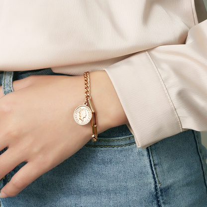 Munt Contrast Ketting Hanger Armband - Goud