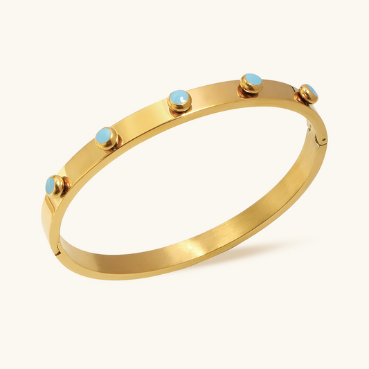 Aqua Stone Bangle Armband - Goud