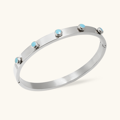 Aqua Stone Bangle Bracelet - Zilver