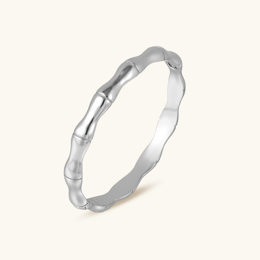 Bamboe Bangle Armband - Zilver