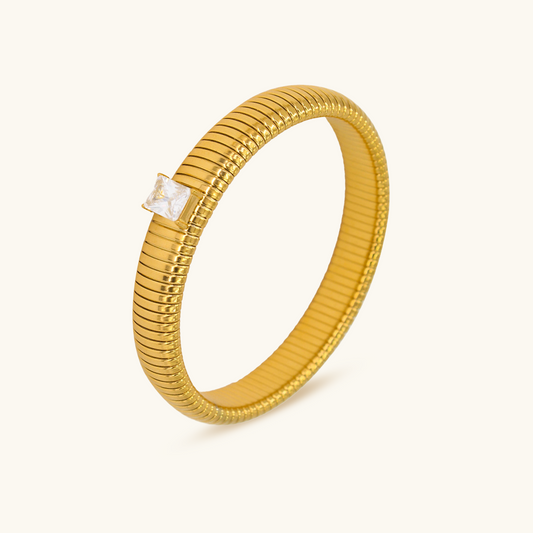 Chunky Stone Bangle - Goud