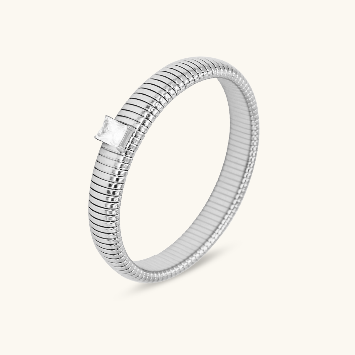 Chunky Stone Bangle - Zilver