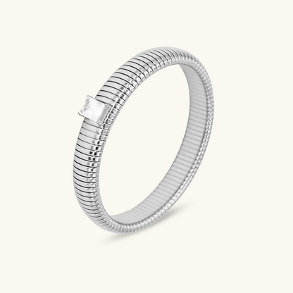 Chunky Stone Bangle - Zilver