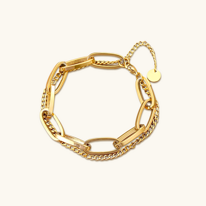 Clip Figaro Dubbele Armband 18K - Goud