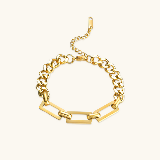 Contrast Mix Clip Cubaanse Armband - Goud