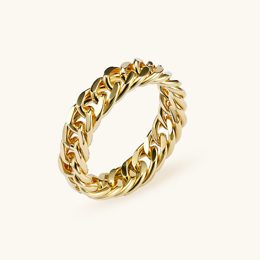Curb Link Chain Ring - Goud