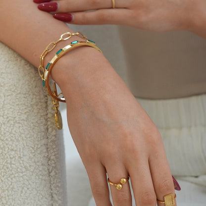 Cubic Stone Armband - Goud/Groen