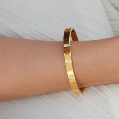 Lineaire Steen Bangle Armband - Goud