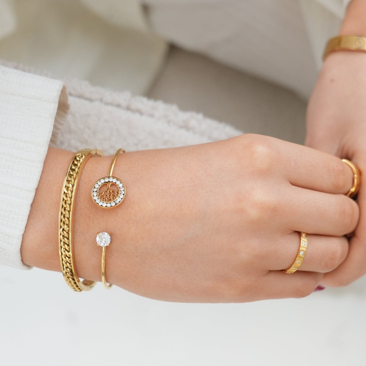 Curb Chain Bangle Armband - Goud