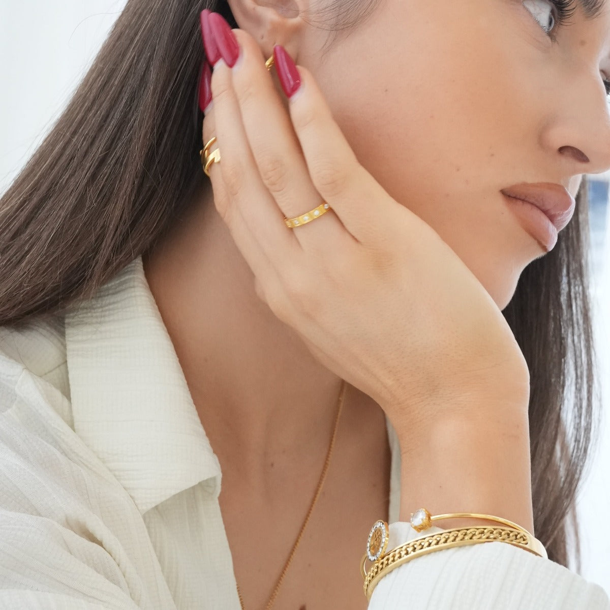 Curb Chain Bangle Armband - Goud